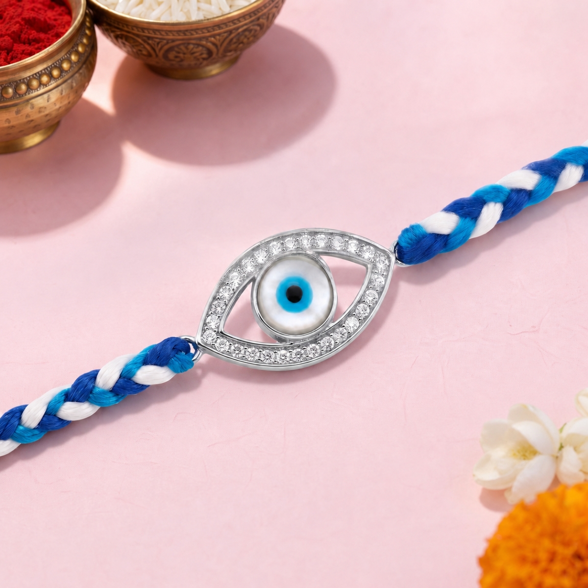 925 Sterling Silver Rakhi Braided Thread Design